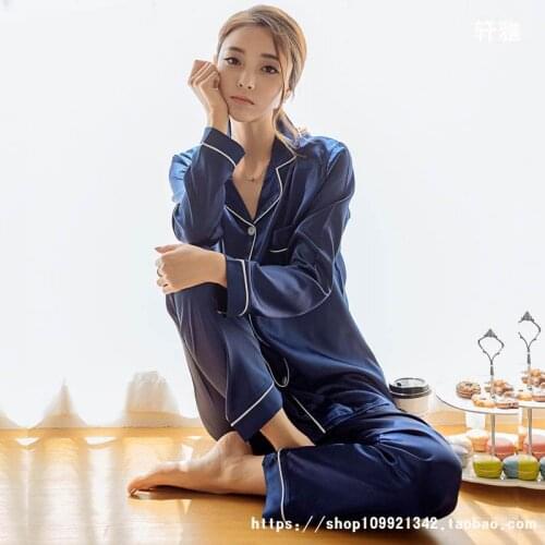 2 Piece Autumn Women Sleepwear Faux Silk Satin Pajamas Set Long Sleeve Pajamas Suit Female Pijamas Women