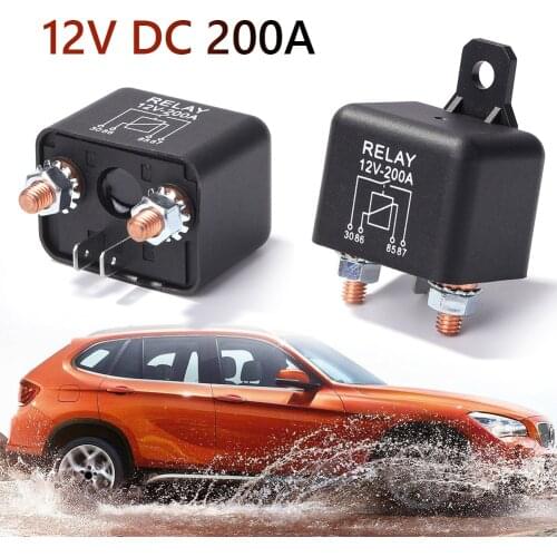 200A 12V DC Split Charge Winch Relay 4 Pin Normally Open for Car Van Boat Marine 4 Pin Normally Open 70x45x45mm