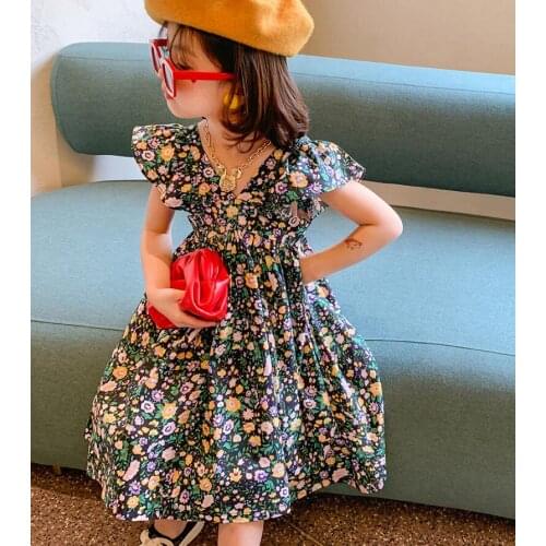 2021 Summer Baby Girls Fashion Printed Dress, Princess Kids Sweet Clothing 5 pieces/lot, Wholesale