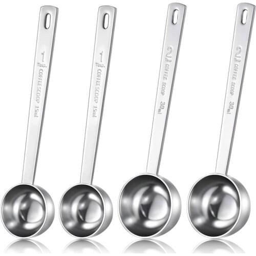 4 Pcs Coffee Scoop,Stainless Steel Long Handle Measuring Coffee Scoop Spoons for Coffee Tea Sugar, 15 Ml and 30 Ml