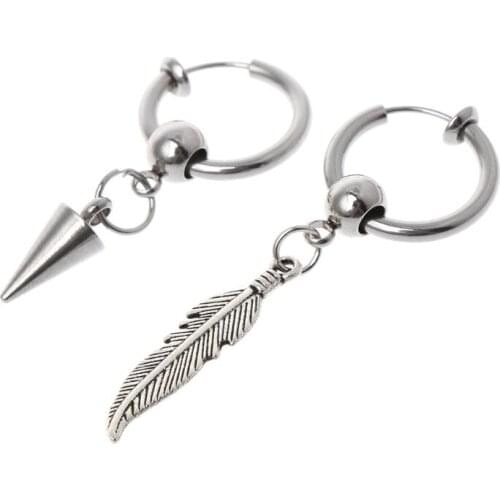 8 Pcs/Set Jewelry Earrings Unisex Women Men Lady Hip Hop Fashion Popular Pendant Simple Stainless Steel Charms Gifts Party