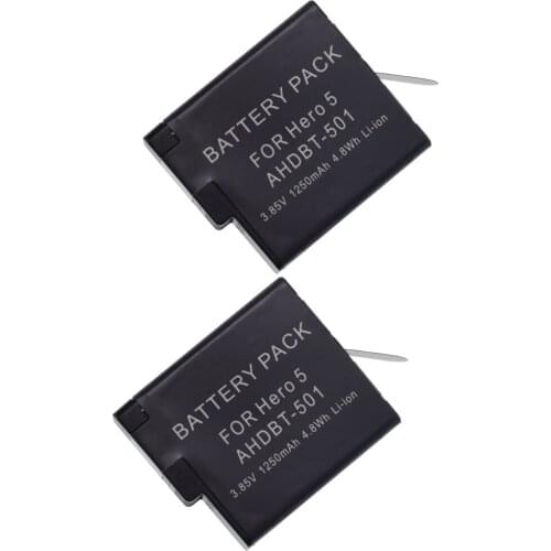 Yidabusiness 2 Rechargeable Battery 1250mAh for GoPro Hero 5/6/7 Black,Hero 2018 AHDBT-501 AABAT-001 601-10197-000