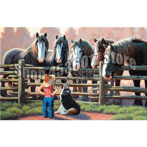 Diamond Embroidery 5D DIY Diamond Painting Horses Cowboys Art Cross Stitch Rhinestone Mosaic Home Decor Crafts Christmas gifts