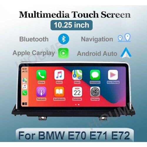 Wrieless Apple CarPlay and Android Auto Car Multimedia Screen For BMW X5 X6 E70 E71 2007-2014 CCC CIC Head Unit GPS IOS IPhone