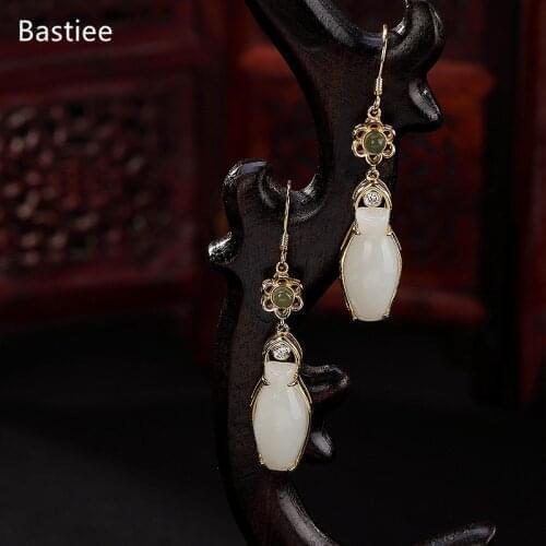 Bastiee Amber Earrings For Women Vintage Silver 925 Jewelry Korean Earrings Dangle Earrings Silver Earrings Geometric