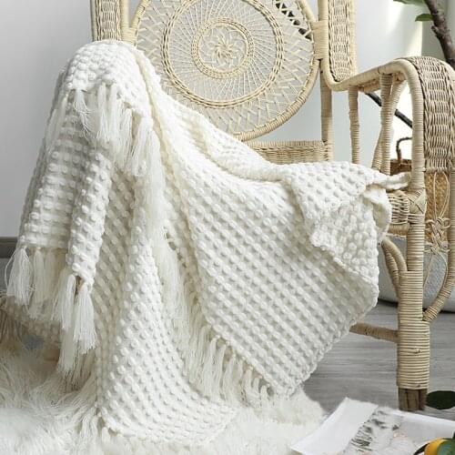 Snow White Knitted Blanket Chenille Blanket Leisure Shawl Blanket Sofa Blanket Bed End Blanket