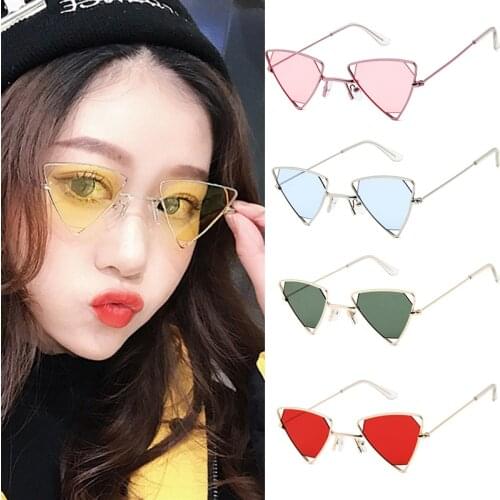 Retro Triangle Hollow Metal Sunglasses Fashion Punk Style Glasses Ocean Lens óCulos De Grau Feminino