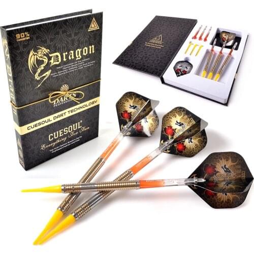 CUESOUL Dragon Fashionable 90% tungsten 18g Soft Tip Darts Set,Barrel with Titanium Coated