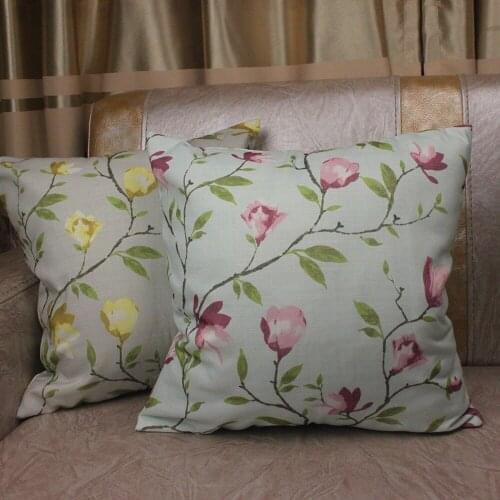 CURCYA Pastoral Garden Cushion Covers Magnolia Flowers Printed Decorative Sofa Throw Pillowcase Square Car Chair Pillow Cover