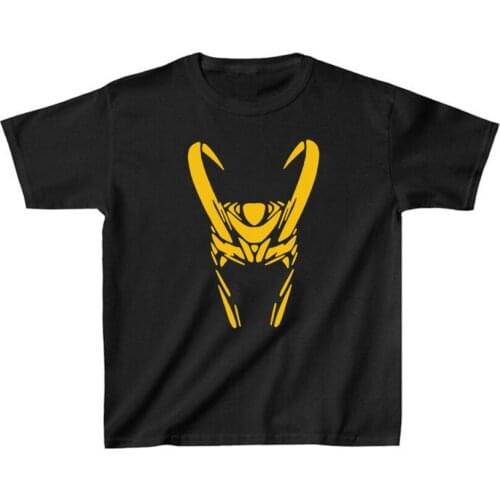Loki Kids T Shirt Horned Helmet Tshirt God of Mischief Shirt Kids Clothes Graphic T Shirts Child Summer Tee Boys Girls Clothing