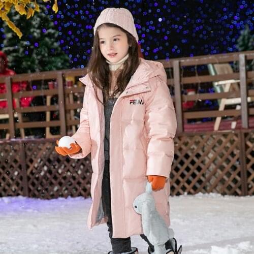 Winter Thickened Children Down Jacket Long Hooded Snow Down Coat For Girls Clothing Big Boys Kids Warm Outerwear TZ831