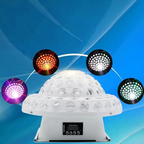 DMX Disco ball LED stage lighting RGBWY Pink color patterns rotation irradiation effects DJ Dance floor party lights Laser light
