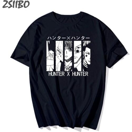 Harajuku Anime MensT Shirt Unisex Short Sleeve tshirt Kurapika Hunter X Hunter Killua Zoldyck Letter T-shirt Streetwear Casual