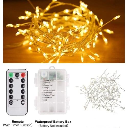 2M 5M Copper Wire String Lights 100/200 LED Firecracker Fairy Garland Light Christmas Window Wedding Party decoration Lamp