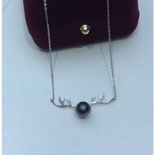 Deer Head 925 Sterling Silver Necklace Set Findings Jewelry Base Settings Mountings Parts for Akoya Edison Pearls, Coral, Jade