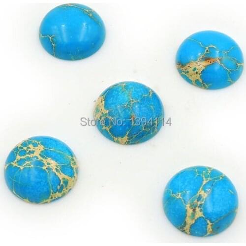 Cyan Sea Sediment Imperial Stone CAB CABOCHON Round Wholesale Stone Bead