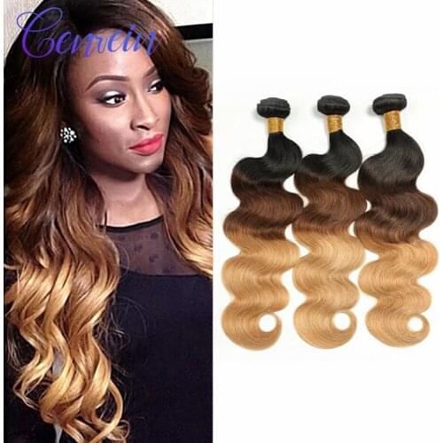 Wonder Beauty Indian Hair Bundles 1B/4/27 Remy Body Wave Weaving Natural Human Hair Weave Bundles 3/4PC Hair Extension