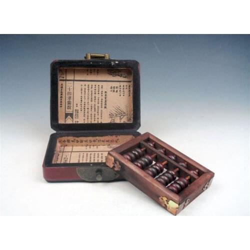 Exquisite Chinese Small Classical Handmade Fine Wooden Dragon Phoenix Abacus and Box