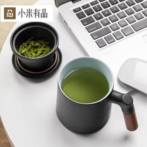Xiaomi PINZTEA Wooden Handle Ceramic Tea Cup 380ml Separation Teapot Tea Leaf Filter High Temperature Firing Manual Spray Glaze