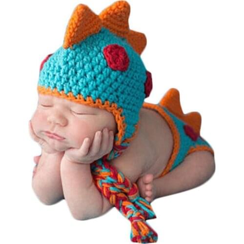 LCLL-Baby Crochet Knitted Photo Photography Props Handmade Baby Hat Diaper Outfit