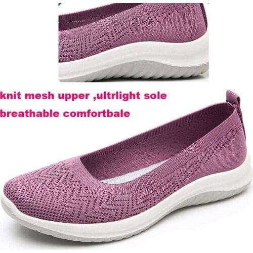 LIHUAMAO loafers for women shoes round toe party office ladies comfortable breathable knit mesh soft sole casual slip on sneaker