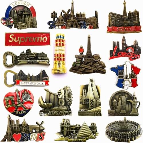 Fridge Magnet Decor Souvenir France Construction United United States New York Metal Magnetic Refrigerator Sticker Birthday Gift