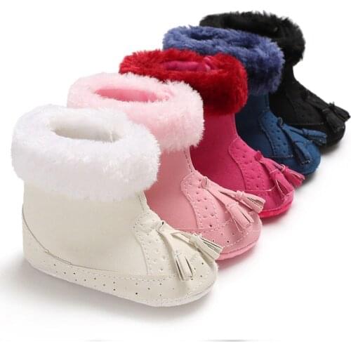 Lovely Babies Tassles Plush Boots Winter Warm Toddler Baby Boy Girl Snow Boots Infant Soft Sole Slipper Crib Shoes 0-12 Months
