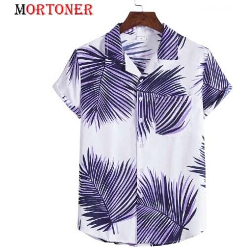 Fashion Leaves Print Hawaiian Beach Shirt Men Short Sleeve Casual Button Down Aloha Shirts Tropical Aloha Party Chemsie Homme