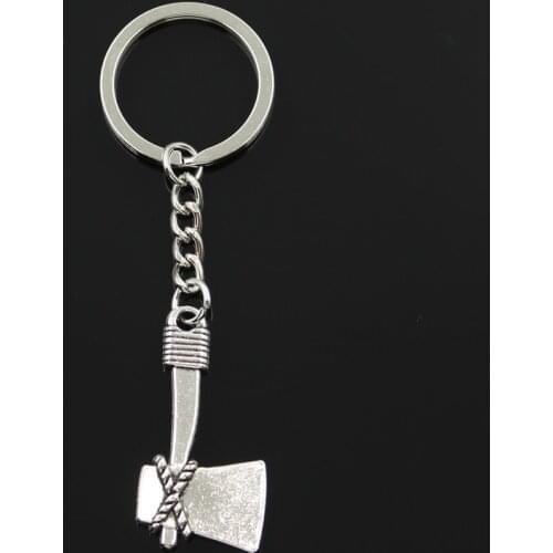 Fashion 30mm Key Ring Metal Key Chain Keychain Jewelry Antique Silver Color Plated Axe Ax 41x21mm Pendant