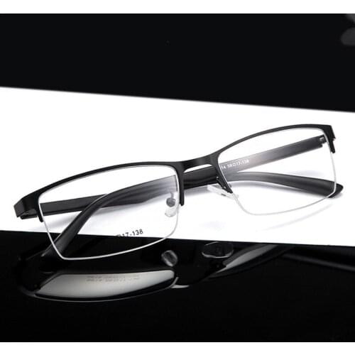 Retro Business Casual Mens Optical Glasses Frame TR90 Metal Half Frame Myopia Frame Prescription Eyeglasses Men
