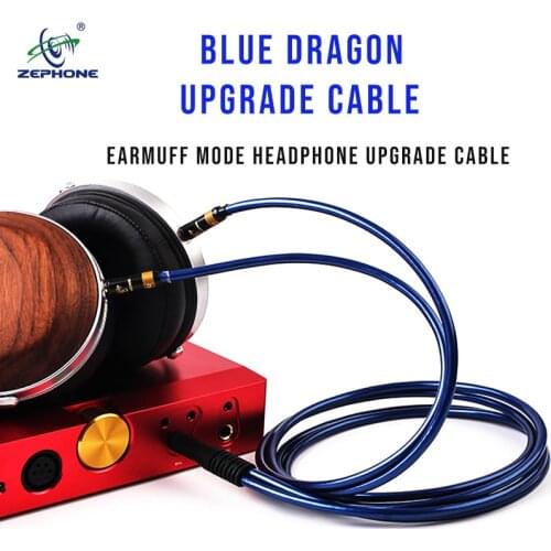 Zephone gem dragon Blue Dragon Earmuff mode headphone upgrade cable d7200 utopia beyerdynamic t5p 4.4mm UP-OCC HIFI Custom made