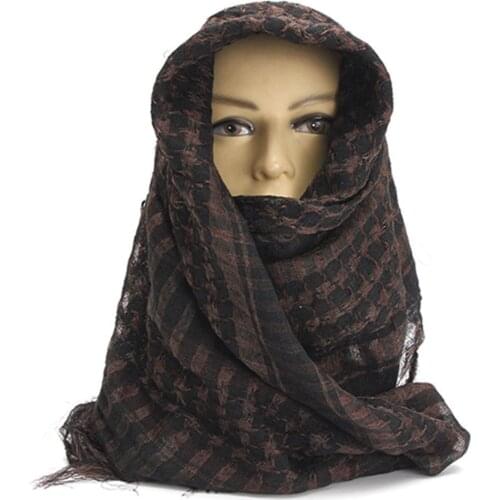 Unisex Autumn Scarves Lightweight Plaid Tassel Arab Desert Shemagh KeffIyeh Scarf Wrap Pashmina