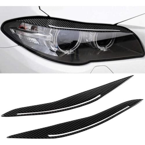 Pair of Carbon Fiber Headlight Eyebrow Eyelids Trim Decor Fit for 5 Series F10 2014 2015 2016