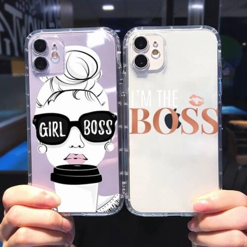 Girl Boss Pink Women Cartoon Phone Transparent soft For iphone 5 6 7 8 11 12 s c se plus mini x xs xr pro max cover shell funda