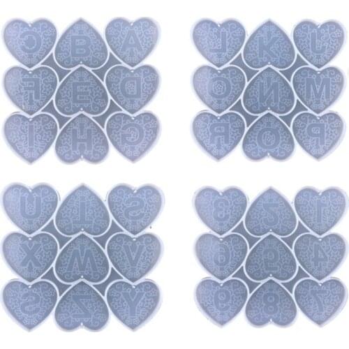 DIY Heart-shaped Letter Keychain Silicone Epoxy Mold DIY Keychain Pendant Jewelry Crafting Mould for Valentine Love Gift