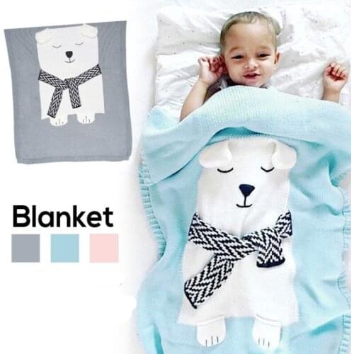 Cartoon Bear Animal Cute Baby Blanket Throw on Sofa/Bed/Plane Travel Carpet Knitted Thread Blanket Photography Props
