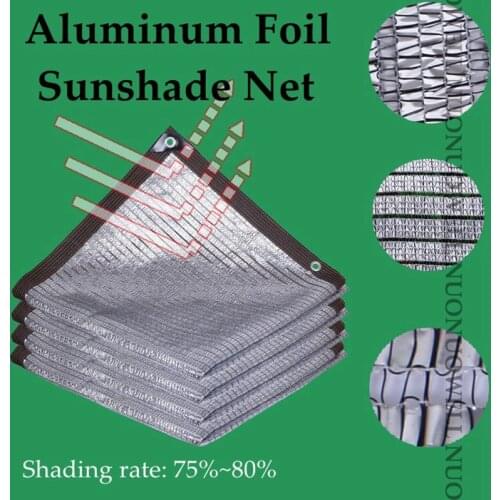 Customize Size Aluminum Foil Sunshade Net HDPE Anti-UV 80% Shading Rate Home Terrace Balcony Fence Netting Canopy Sunshade Nets