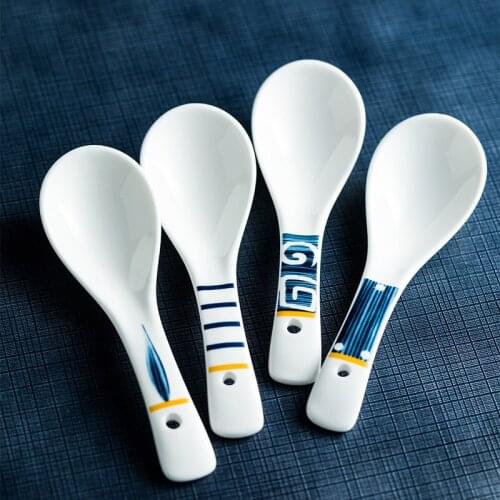 Qingyao Japanese Style Cute Spoon Household Soup Drinking Spoon Ceramic Spoon Soup Spoon Small Rice Spoon Creative Tableware