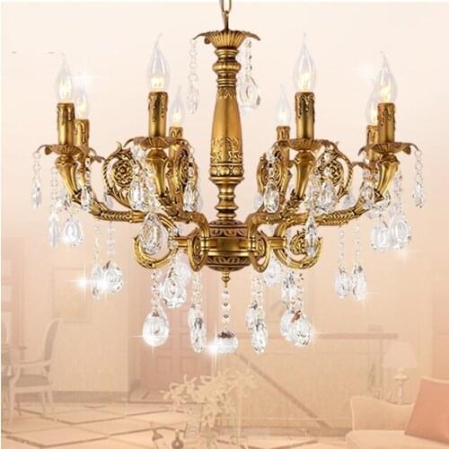 Bronze Crystal E14 LED Chandelier Home living room bedroom dining room study chandelier Commercial Lighting fixtures