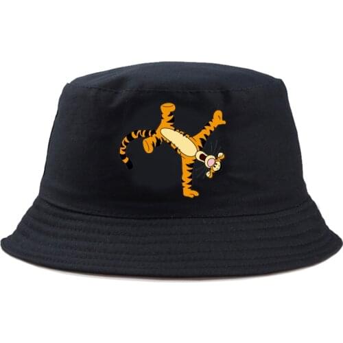 Disney Tigger Outdoor Bucket Hat Cartoon New Panama Cap For Kids Summer Fisherman Hat Double-sided Graphic Sunscreen Beach Hat