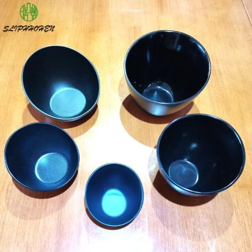 High-Grade Fall Resistant A5 Melamine Imitation Porcelain Dinnerware Black Frost Dining Room Tableware Oblique Mouth Bowl