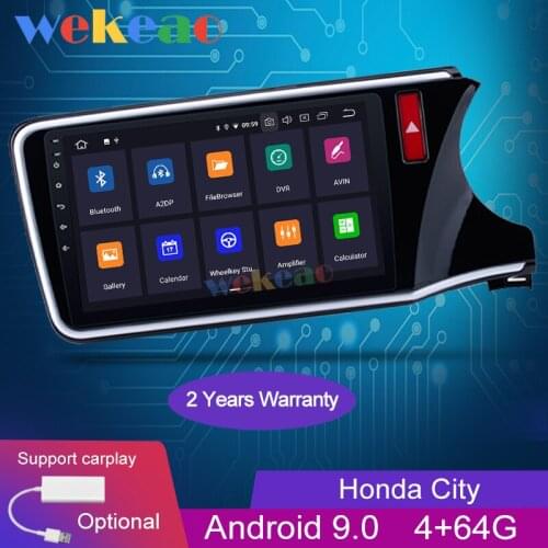 Wekeao Touch Screen 10.1'' 1Din Android 9.0 Car Radio Automotivo Car Dvd Player For Honda City Android Auto GPS Navigation 2014