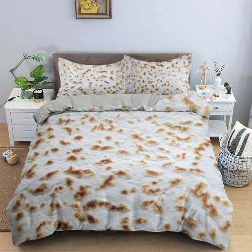 Funny Burrito Bedding Set Plain Corn Tortilla Texture Bed Cover Food 3D Pita Lavash Comforter Cover Set Queen Bedspreads