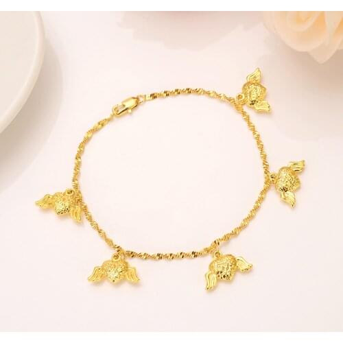 Girls Bangle Women Fine 18 k Fine yellow Gold GF Love Cross flos Bracelets Jewelry Hand Chain kids sundry pendant pick