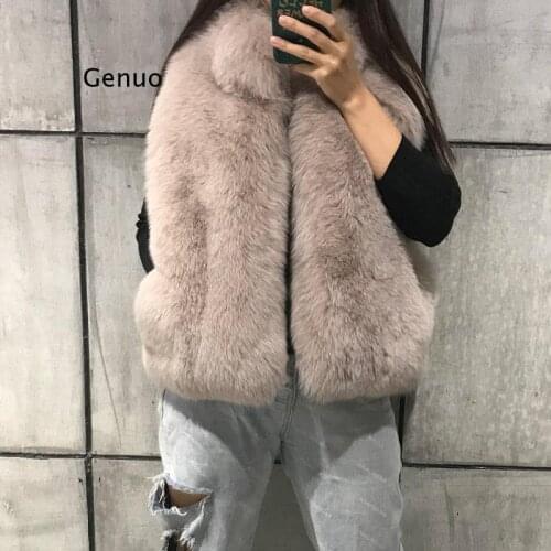 Ladies Luxury Fur Vest Women Fluffy Faux Fox Fur Vest Jacket Thicken Fake Fur Gilet Female Outer Wear Abrigo Mujer