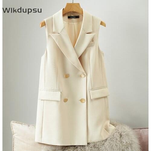 2021 New Fashion Vest For Women Business Office Trendy Elegant Business Office Ladies Long Sleeveless Vest Waistcoat Jacket Tops