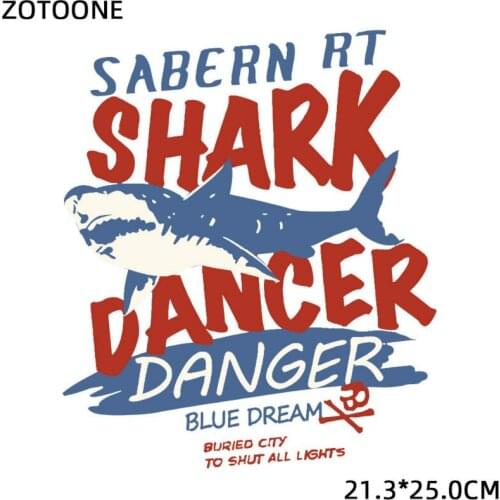 ZOTOONE Cute Shark Transfert Thermocollants Vetement DIY Ecusson Iron on Letter Heat Transfer for Clothes Applique Accessories G