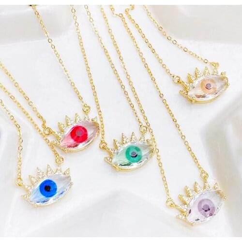 10 Pcs Eyes pendants necklace charm necklace mix colors EYE pendants necklace accessories for women 56005