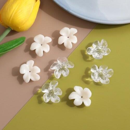 10pcs Irregular beige transparent flowers acrylic patch DIY handmade hairpin jewelry earrings earrings accessories materials