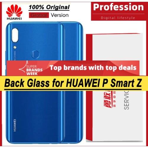 100% Original for Huawei P Smart Z Back Battery Cover Rear Glass Door Panel Case Battery Cover with Camera Lens